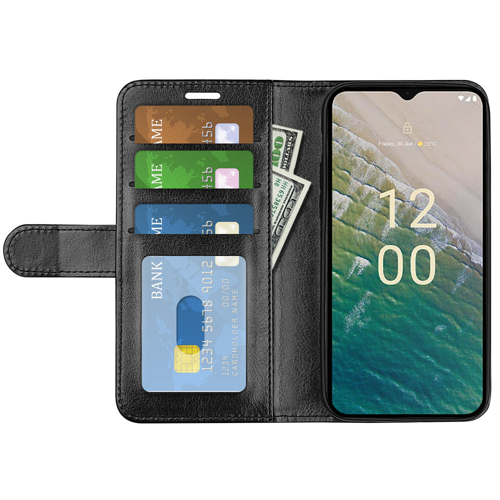 For Nokia C32 Scratch Resistant PU Leather Phone Cover Crazy Horse Texture Wallet Stand Case