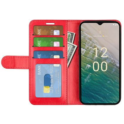 For Nokia C32 Scratch Resistant PU Leather Phone Cover Crazy Horse Texture Wallet Stand Case