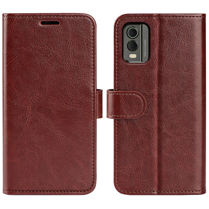 For Nokia C32 Scratch Resistant PU Leather Phone Cover Crazy Horse Texture Wallet Stand Case