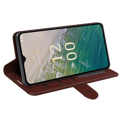 For Nokia C32 Scratch Resistant PU Leather Phone Cover Crazy Horse Texture Wallet Stand Case