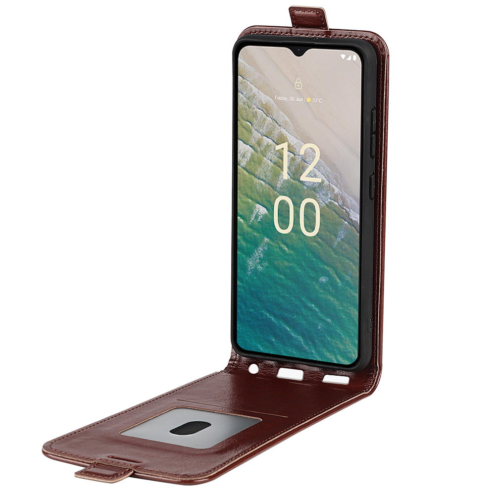 Vertical Flip Phone Case for Nokia C32 Drop Proof PU Leather Mobile Phone Cover with Card Slots