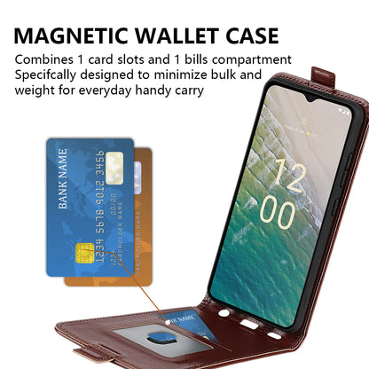 Vertical Flip Phone Case for Nokia C32 Drop Proof PU Leather Mobile Phone Cover with Card Slots