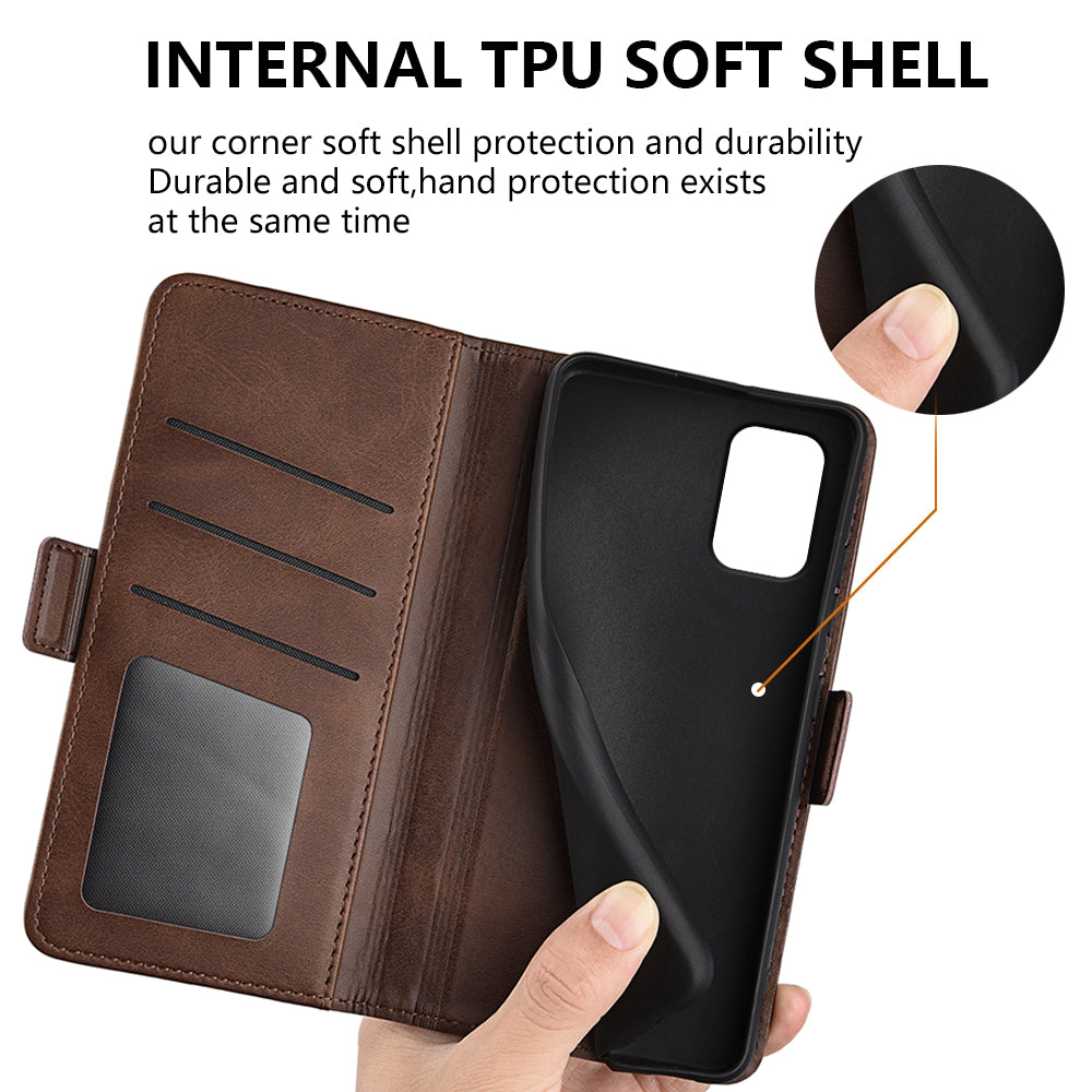 For Nokia C32 Wallet Flip Phone Cover Calf Texture PU Leather Folio Case with Foldable Stand