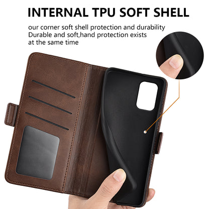 For Nokia C32 Wallet Flip Phone Cover Calf Texture PU Leather Folio Case with Foldable Stand