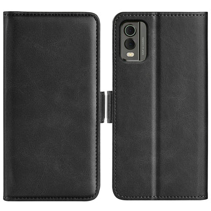 For Nokia C32 Wallet Flip Phone Cover Calf Texture PU Leather Folio Case with Foldable Stand