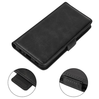 For Nokia C32 Wallet Flip Phone Cover Calf Texture PU Leather Folio Case with Foldable Stand