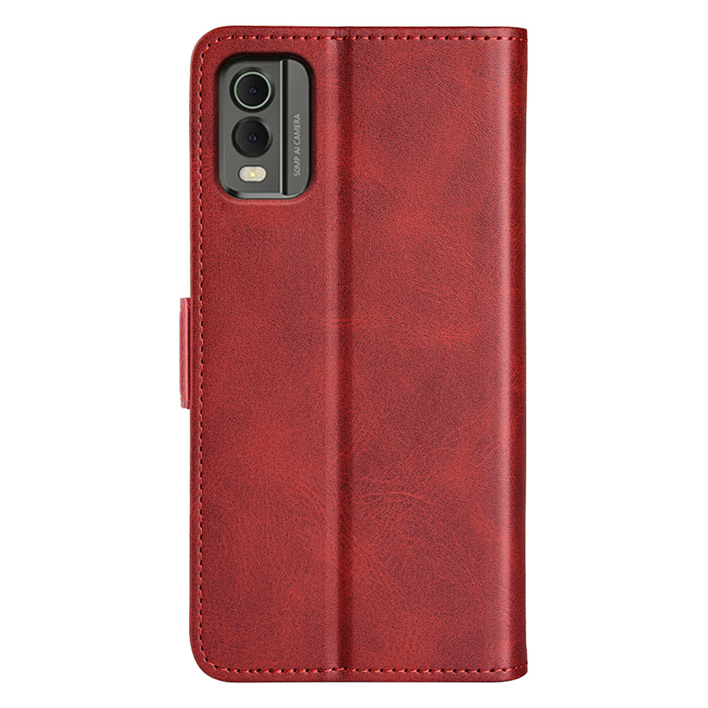 For Nokia C32 Wallet Flip Phone Cover Calf Texture PU Leather Folio Case with Foldable Stand