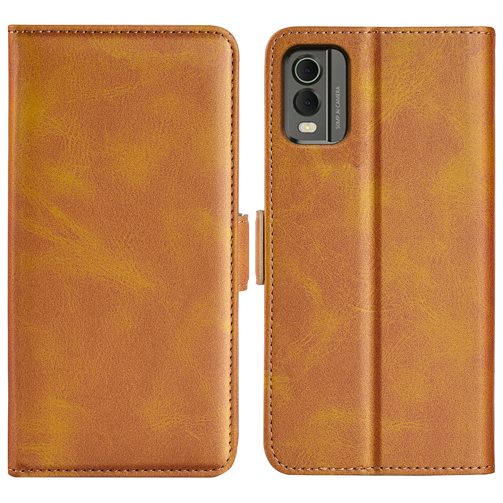 For Nokia C32 Wallet Flip Phone Cover Calf Texture PU Leather Folio Case with Foldable Stand