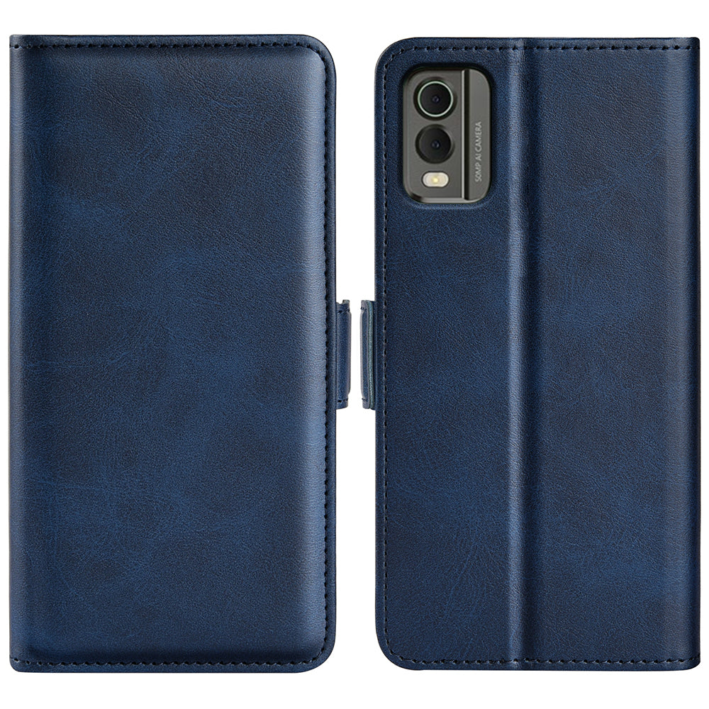 For Nokia C32 Wallet Flip Phone Cover Calf Texture PU Leather Folio Case with Foldable Stand