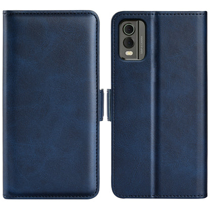 For Nokia C32 Wallet Flip Phone Cover Calf Texture PU Leather Folio Case with Foldable Stand