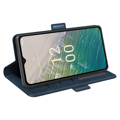 For Nokia C32 Wallet Flip Phone Cover Calf Texture PU Leather Folio Case with Foldable Stand