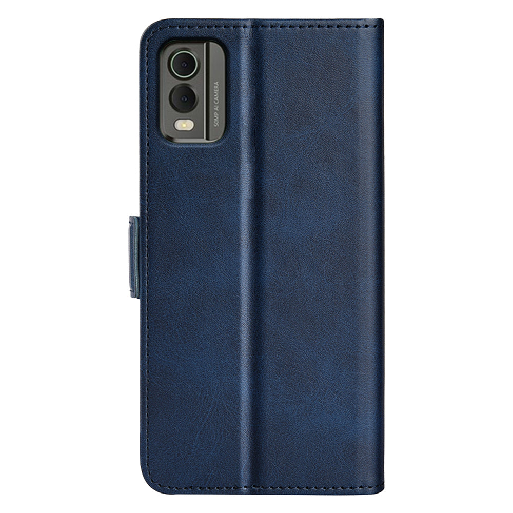 For Nokia C32 Wallet Flip Phone Cover Calf Texture PU Leather Folio Case with Foldable Stand