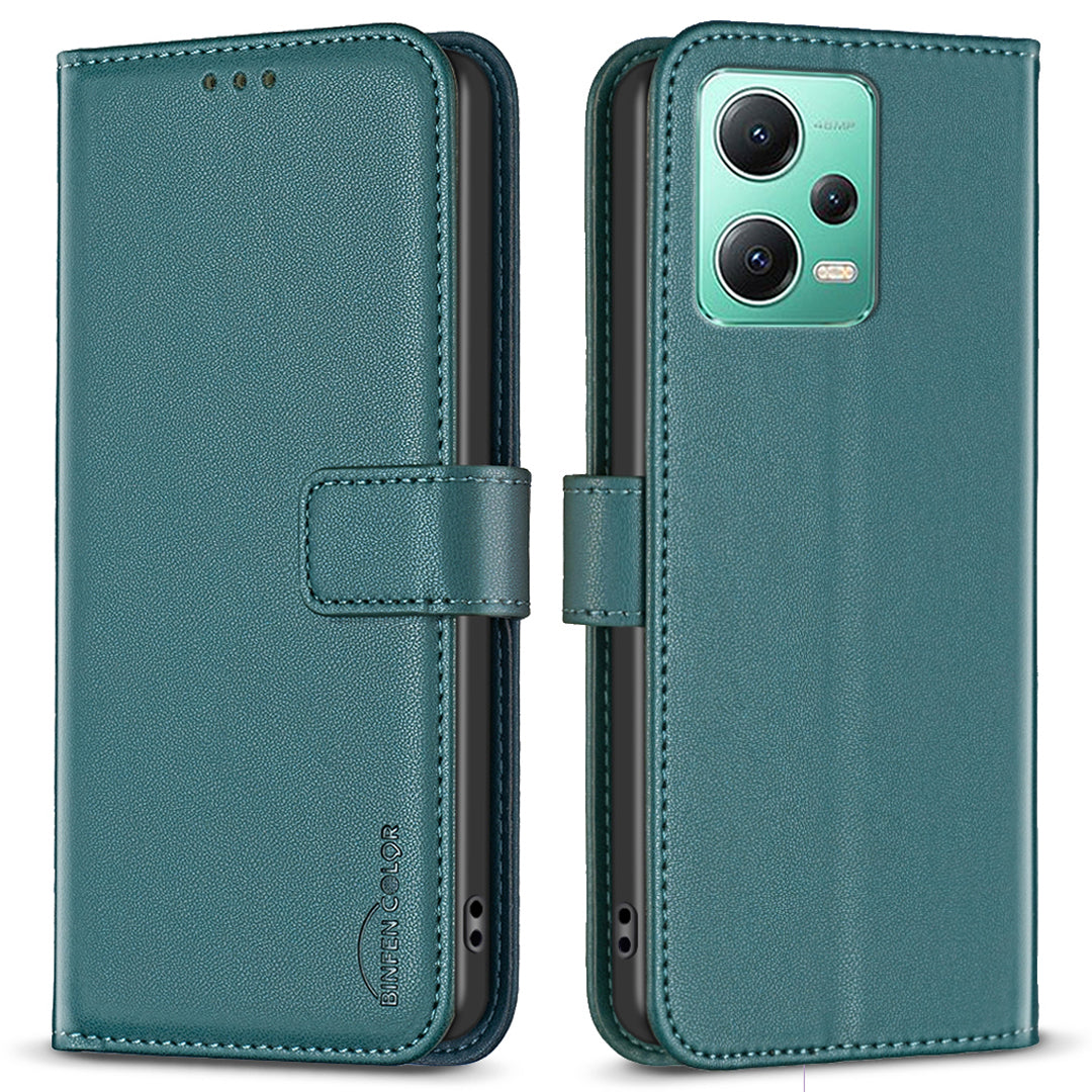 BINFEN COLOR BF17 For Xiaomi Redmi Note 12 5G (China) / (India) / (Global) / Poco X5 5G Leather Case Stand Wallet Phone Cover