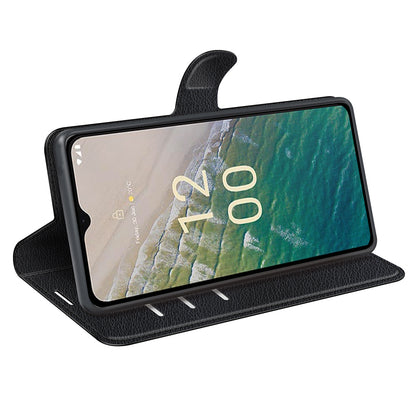 Stand Case for Nokia C32 Scratch Proof PU Leather Litchi Texture Wallet Folio Flip Phone Cover