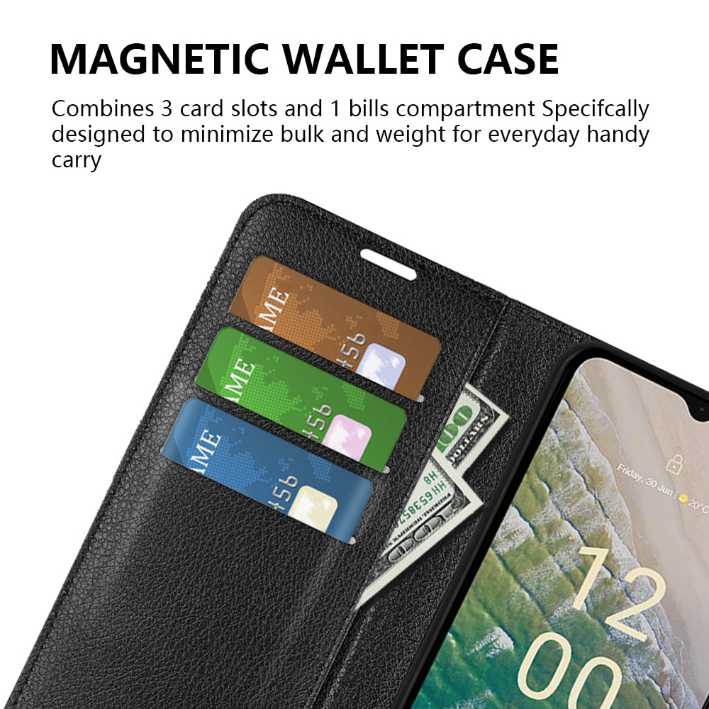 Stand Case for Nokia C32 Scratch Proof PU Leather Litchi Texture Wallet Folio Flip Phone Cover