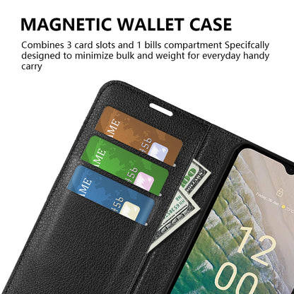 Stand Case for Nokia C32 Scratch Proof PU Leather Litchi Texture Wallet Folio Flip Phone Cover