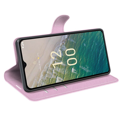 Stand Case for Nokia C32 Scratch Proof PU Leather Litchi Texture Wallet Folio Flip Phone Cover