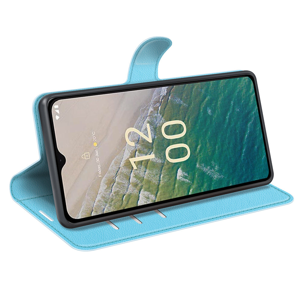 Stand Case for Nokia C32 Scratch Proof PU Leather Litchi Texture Wallet Folio Flip Phone Cover