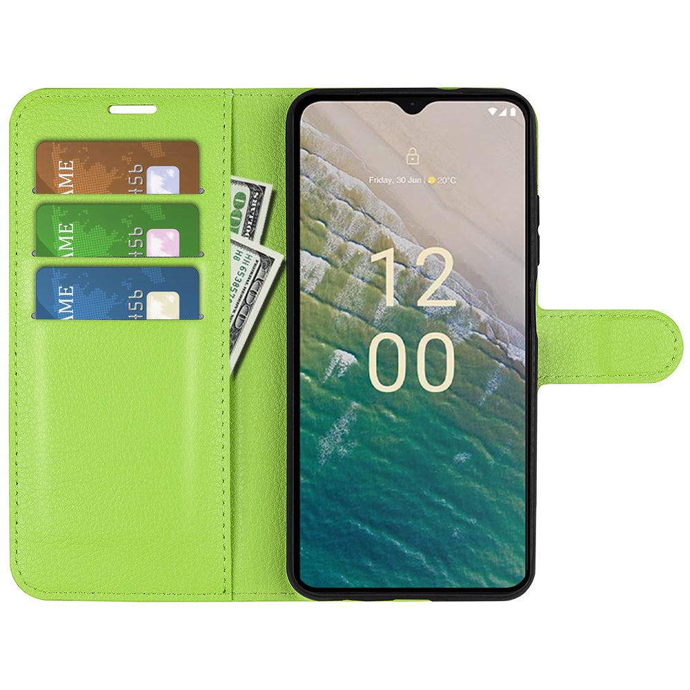 Stand Case for Nokia C32 Scratch Proof PU Leather Litchi Texture Wallet Folio Flip Phone Cover
