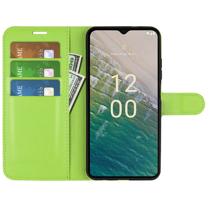 Stand Case for Nokia C32 Scratch Proof PU Leather Litchi Texture Wallet Folio Flip Phone Cover