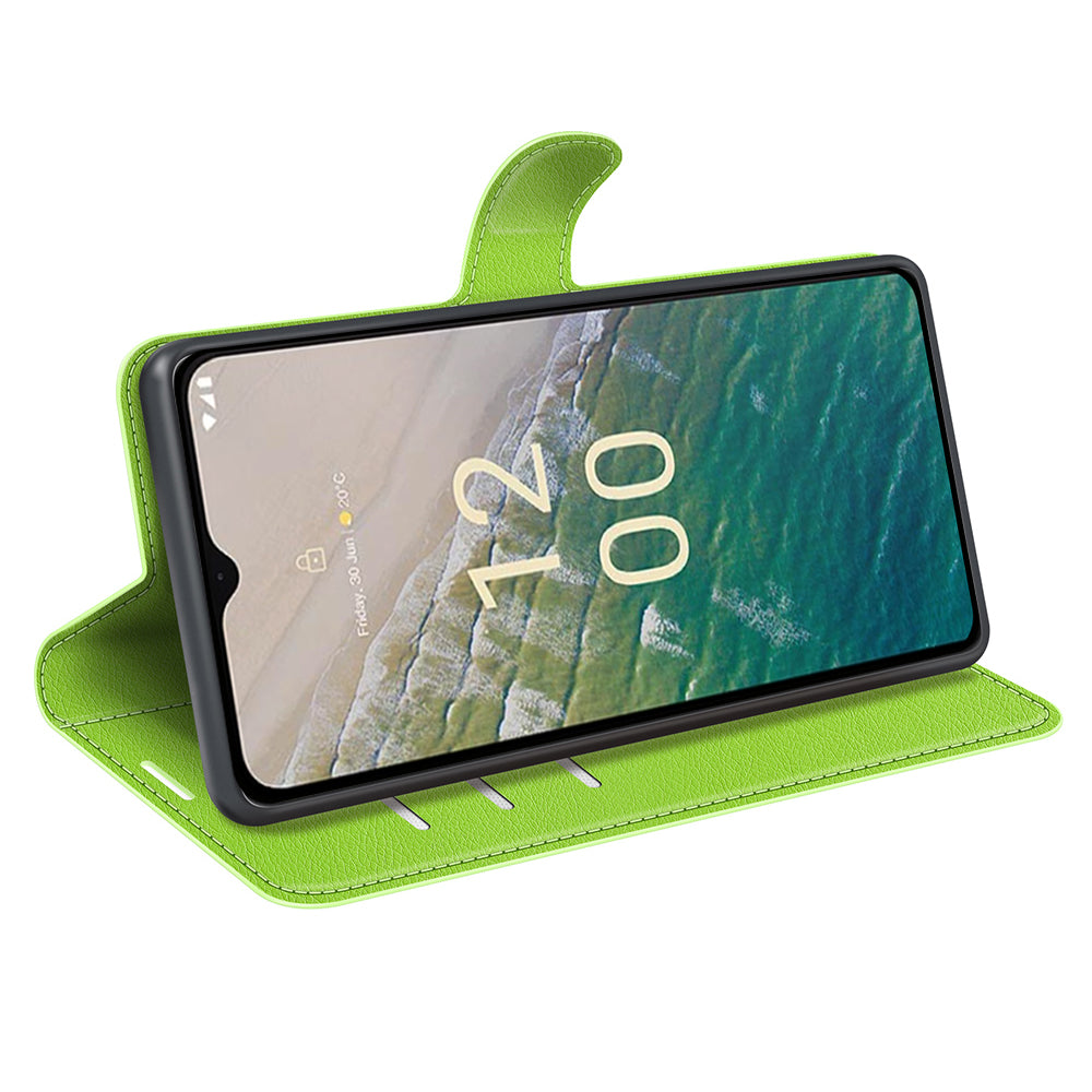 Stand Case for Nokia C32 Scratch Proof PU Leather Litchi Texture Wallet Folio Flip Phone Cover