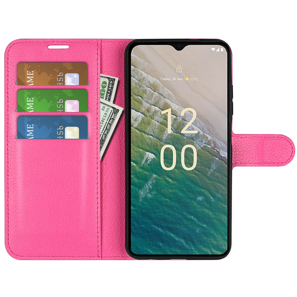 Stand Case for Nokia C32 Scratch Proof PU Leather Litchi Texture Wallet Folio Flip Phone Cover