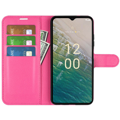 Stand Case for Nokia C32 Scratch Proof PU Leather Litchi Texture Wallet Folio Flip Phone Cover