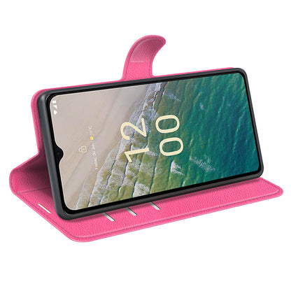 Stand Case for Nokia C32 Scratch Proof PU Leather Litchi Texture Wallet Folio Flip Phone Cover