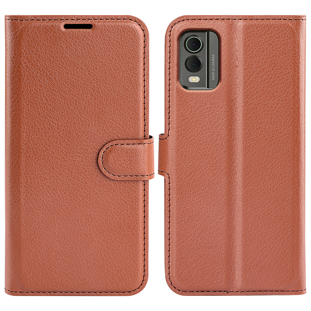 Stand Case for Nokia C32 Scratch Proof PU Leather Litchi Texture Wallet Folio Flip Phone Cover