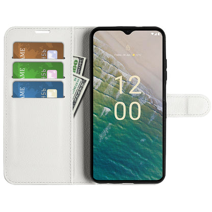 Stand Case for Nokia C32 Scratch Proof PU Leather Litchi Texture Wallet Folio Flip Phone Cover