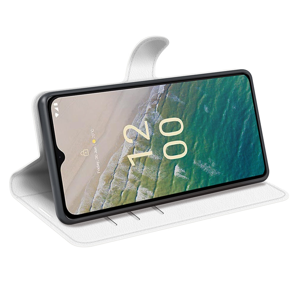 Stand Case for Nokia C32 Scratch Proof PU Leather Litchi Texture Wallet Folio Flip Phone Cover