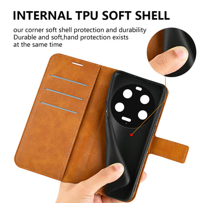 For Xiaomi 13 Ultra Square Magnetic Closure Calf Texture Stand Wallet PU Leather Phone Case