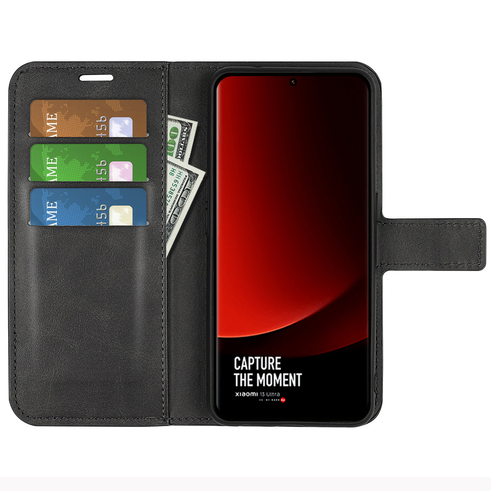 For Xiaomi 13 Ultra Square Magnetic Closure Calf Texture Stand Wallet PU Leather Phone Case