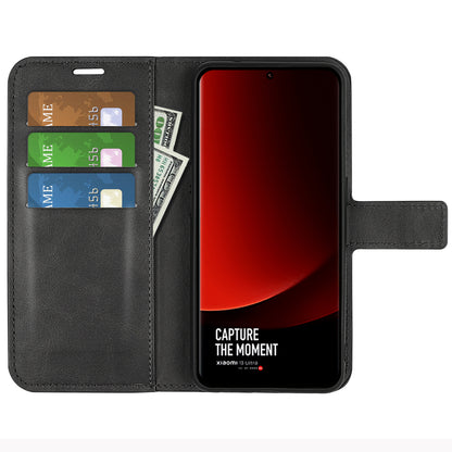 For Xiaomi 13 Ultra Square Magnetic Closure Calf Texture Stand Wallet PU Leather Phone Case