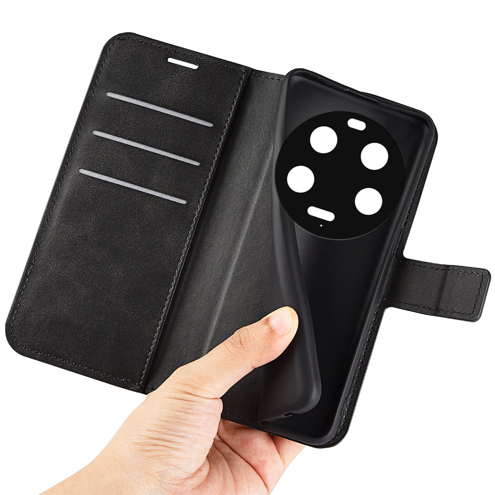 For Xiaomi 13 Ultra Square Magnetic Closure Calf Texture Stand Wallet PU Leather Phone Case