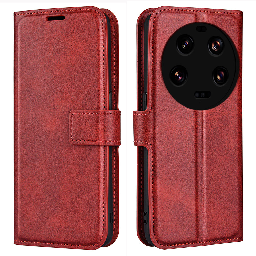 For Xiaomi 13 Ultra Square Magnetic Closure Calf Texture Stand Wallet PU Leather Phone Case