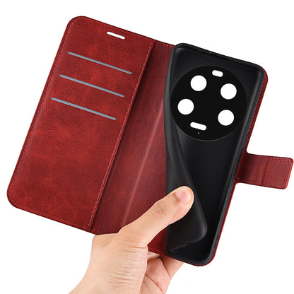 For Xiaomi 13 Ultra Square Magnetic Closure Calf Texture Stand Wallet PU Leather Phone Case
