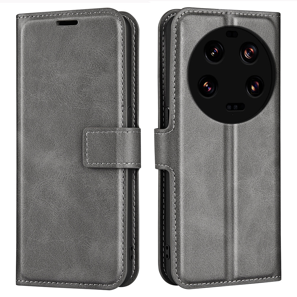 For Xiaomi 13 Ultra Square Magnetic Closure Calf Texture Stand Wallet PU Leather Phone Case