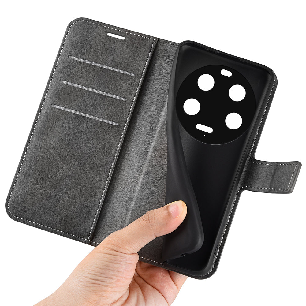 For Xiaomi 13 Ultra Square Magnetic Closure Calf Texture Stand Wallet PU Leather Phone Case