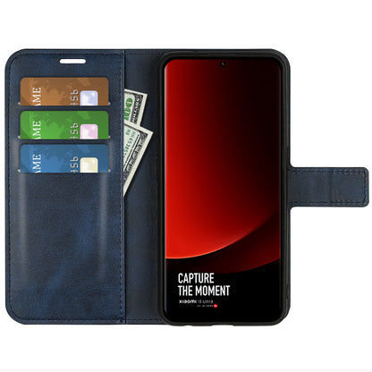 For Xiaomi 13 Ultra Square Magnetic Closure Calf Texture Stand Wallet PU Leather Phone Case