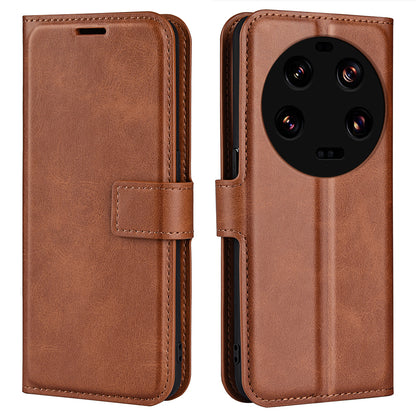 For Xiaomi 13 Ultra Square Magnetic Closure Calf Texture Stand Wallet PU Leather Phone Case