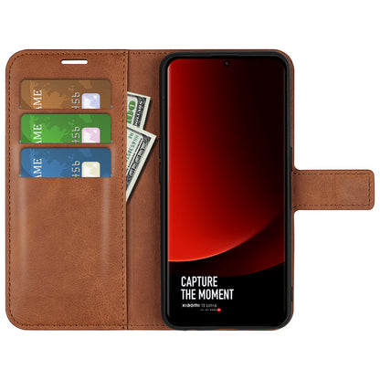 For Xiaomi 13 Ultra Square Magnetic Closure Calf Texture Stand Wallet PU Leather Phone Case