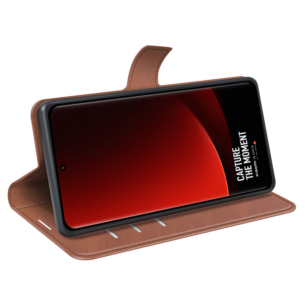 For Xiaomi 13 Ultra Square Magnetic Closure Calf Texture Stand Wallet PU Leather Phone Case