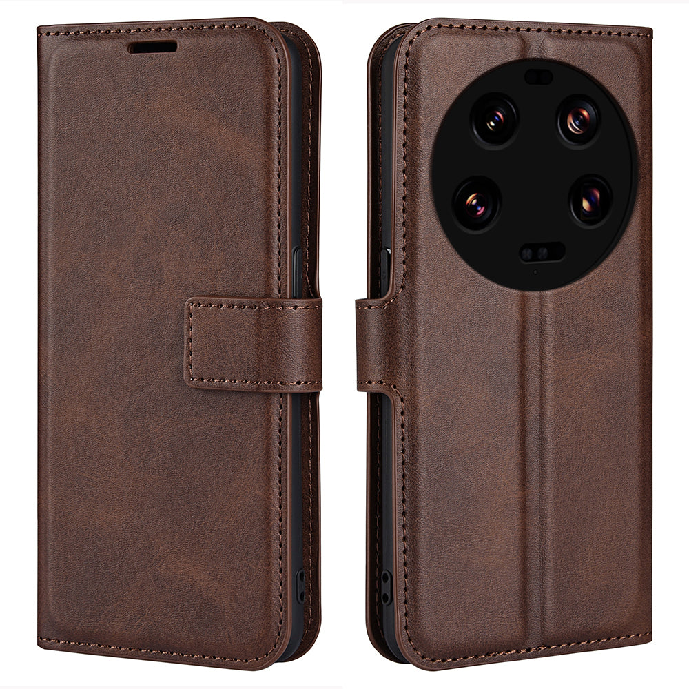 For Xiaomi 13 Ultra Square Magnetic Closure Calf Texture Stand Wallet PU Leather Phone Case