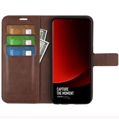 For Xiaomi 13 Ultra Square Magnetic Closure Calf Texture Stand Wallet PU Leather Phone Case