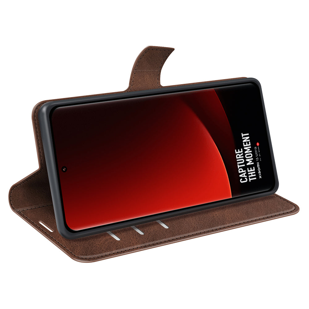 For Xiaomi 13 Ultra Square Magnetic Closure Calf Texture Stand Wallet PU Leather Phone Case