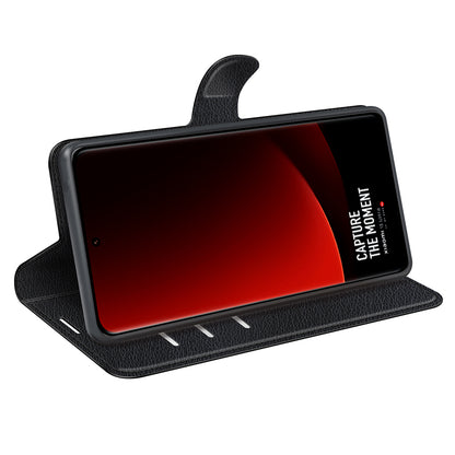 Stand Case for Xiaomi 13 Ultra Scratch Proof Litchi Texture Wallet Folio Flip PU Leather Phone Cover