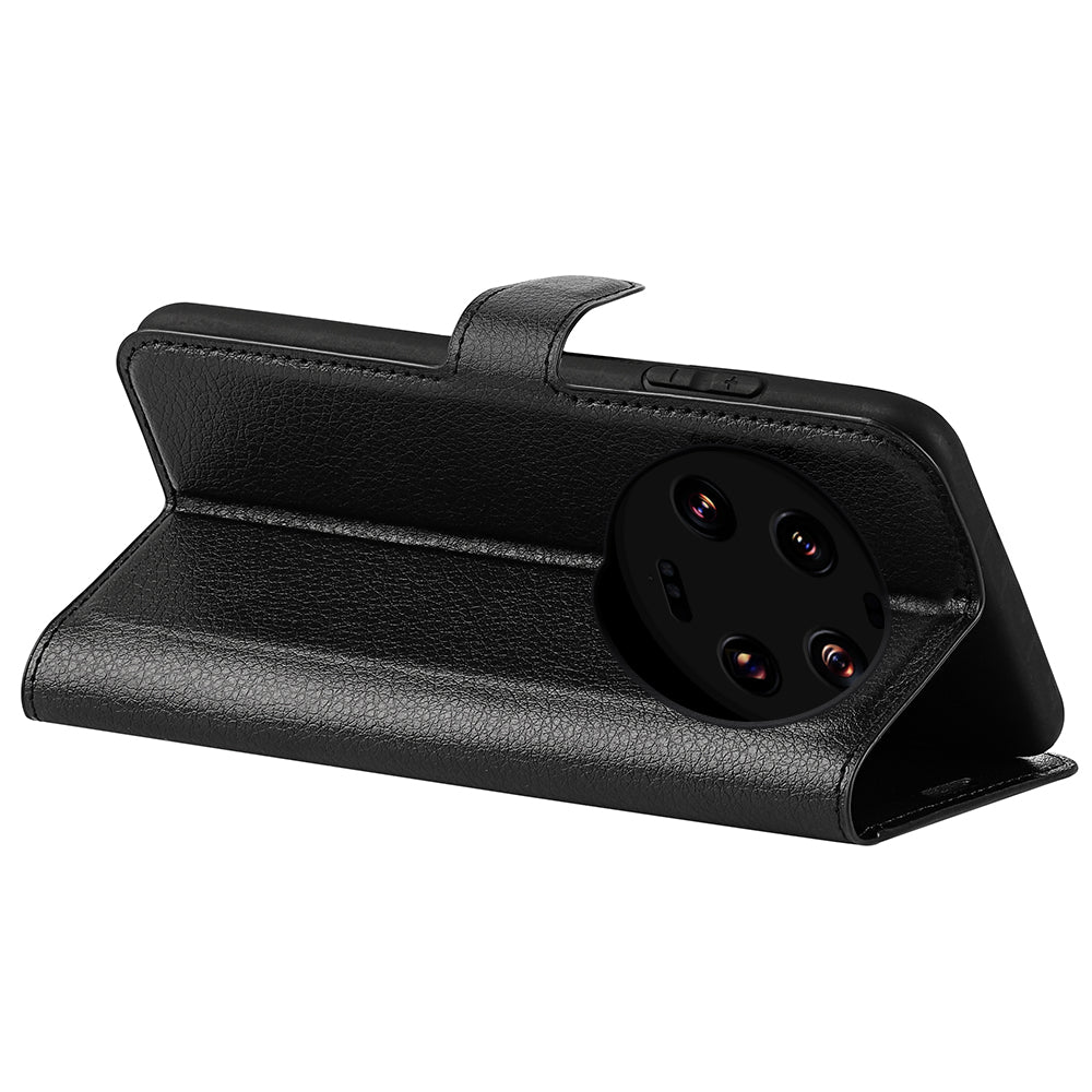 Stand Case for Xiaomi 13 Ultra Scratch Proof Litchi Texture Wallet Folio Flip PU Leather Phone Cover