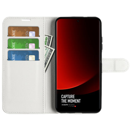 Stand Case for Xiaomi 13 Ultra Scratch Proof Litchi Texture Wallet Folio Flip PU Leather Phone Cover