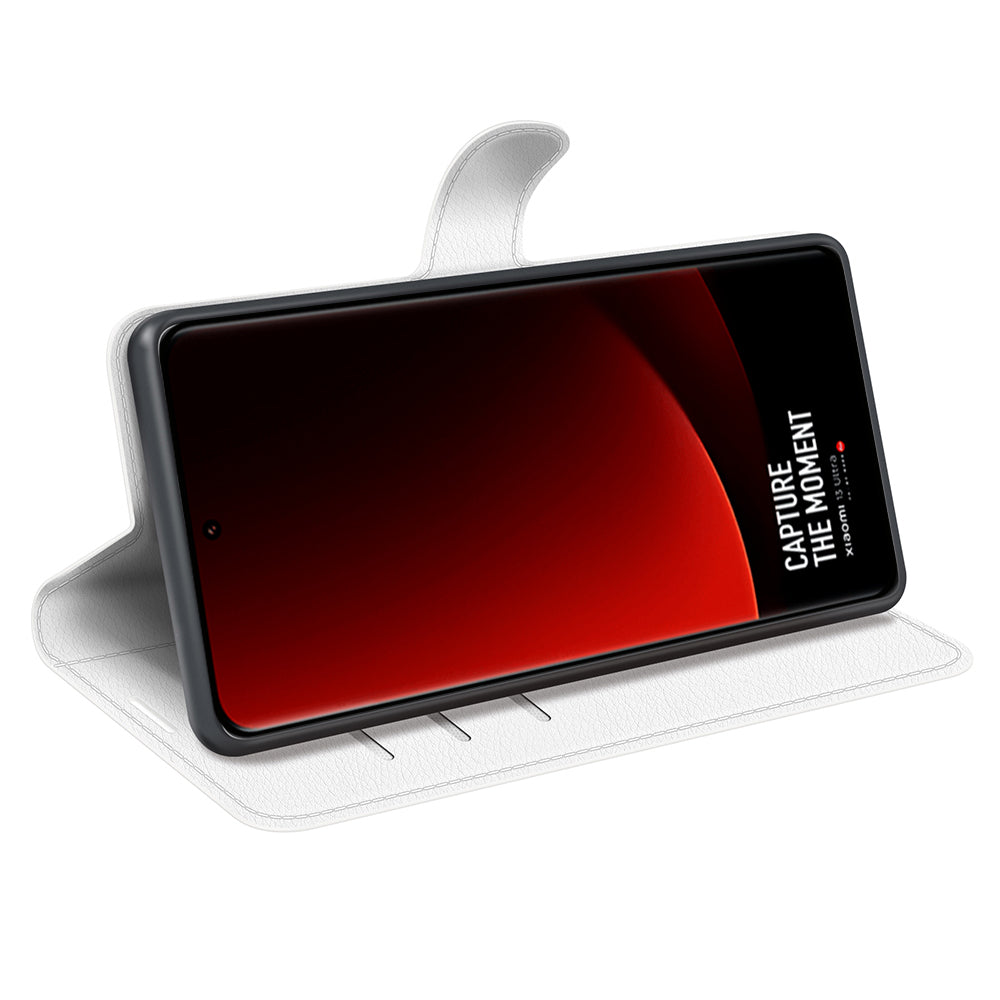 Stand Case for Xiaomi 13 Ultra Scratch Proof Litchi Texture Wallet Folio Flip PU Leather Phone Cover